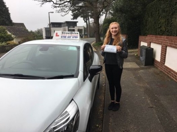 Delighted for Katie Gutteridge who passed her driving test today at Poole DTC 1st Attempt only TWO faults fantastic news<br />
<br />
<br />
<br />
Well done from your instructor Louise and ALL of us at StreetDrive School of Motoring may we wish you many years of safe driving - Passed Thursday 16th March 2017