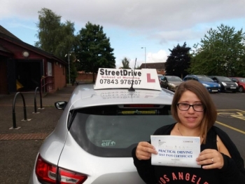 Congratulations to “Michaela McBride” for passing her driving test today 1st attempt, just “THREE” driving faults, at Trowbridge DTC.<br />
<br />
A well deserved pass, well done from your instructor “Roger” and ALL of us at StreetDrive (SoM), good luck for the future and drive safely - Passed Monday 13th August 2018.